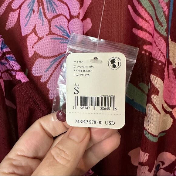 Free People Women's Floral Print Of Paradise Tie Front Crop Top - Picture 7 of 9